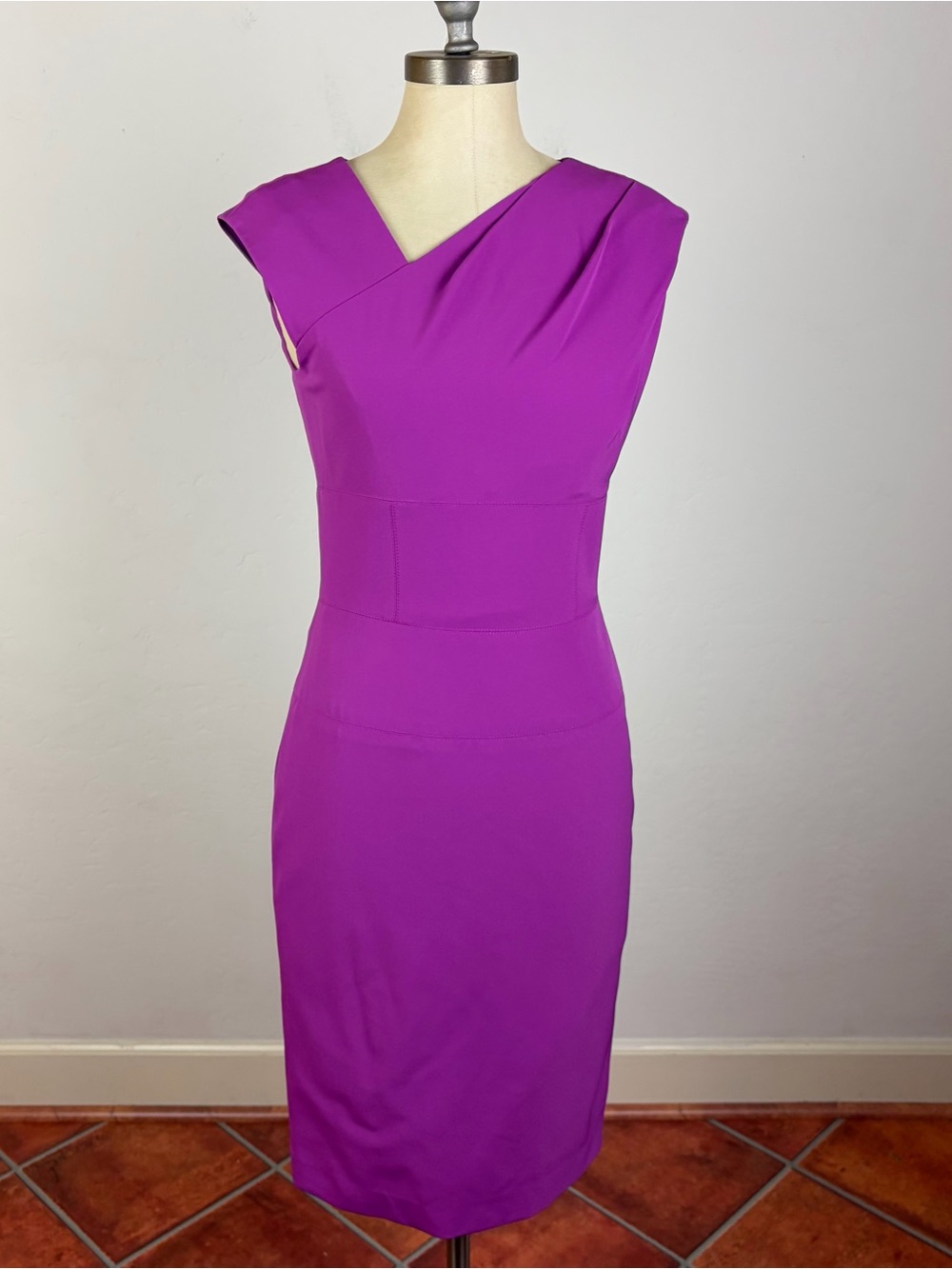 Sandra Angelozzi Asymmetrical Sheath Dress in Purple